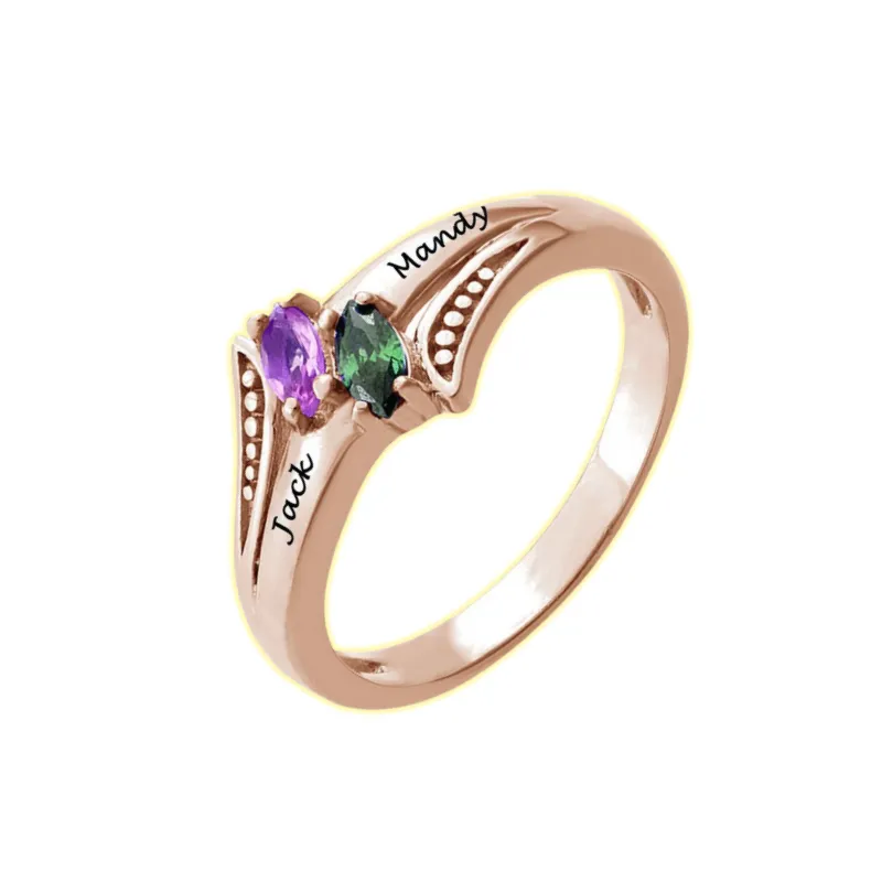 Personalized Ring Birthstone Rings For Women Custom Engraved Name Ring Wedding Family Mother Days Jewelry
