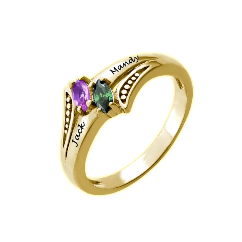Personalized Ring Birthstone Rings For Women Custom Engraved Name Ring Wedding Family Mother Days Jewelry