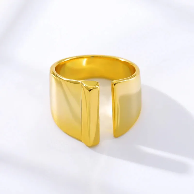 Personalized Thick and Hollow A-Z Initial Letter Adjustable Rings