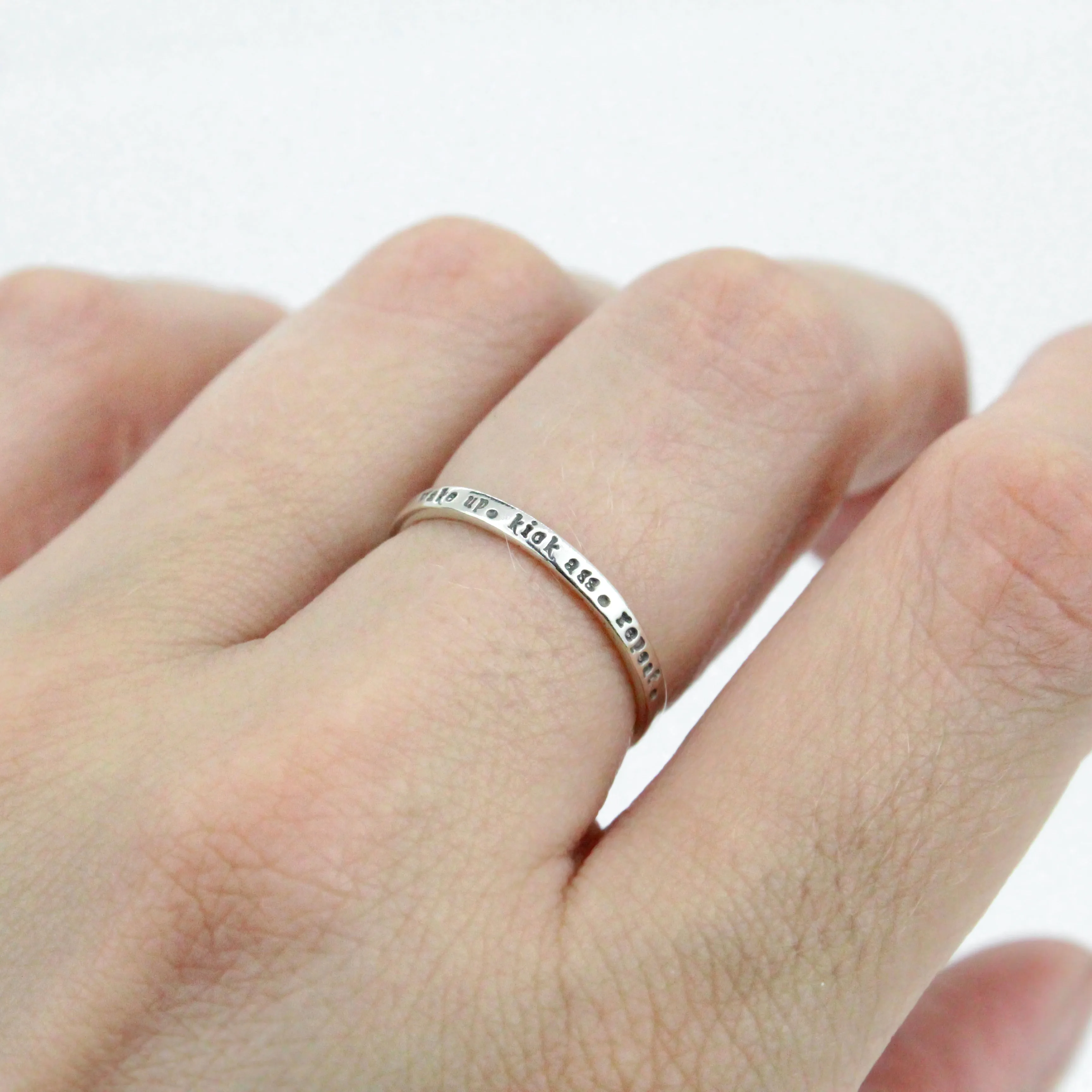 Personalized Tiny Message Ring in Sterling Silver