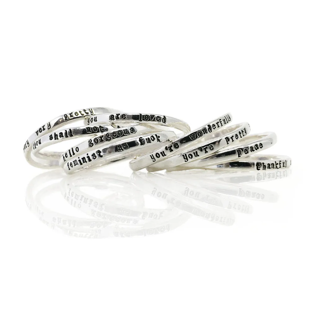 Personalized Tiny Message Ring in Sterling Silver