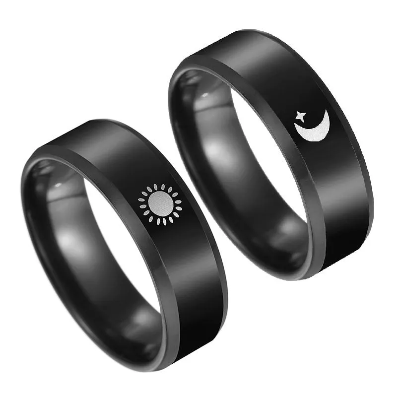 Plated Sun and Moon Promise Ring Anel Falange Championship Rings