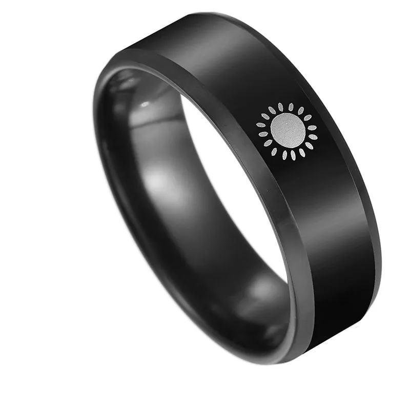 Plated Sun and Moon Promise Ring Anel Falange Championship Rings