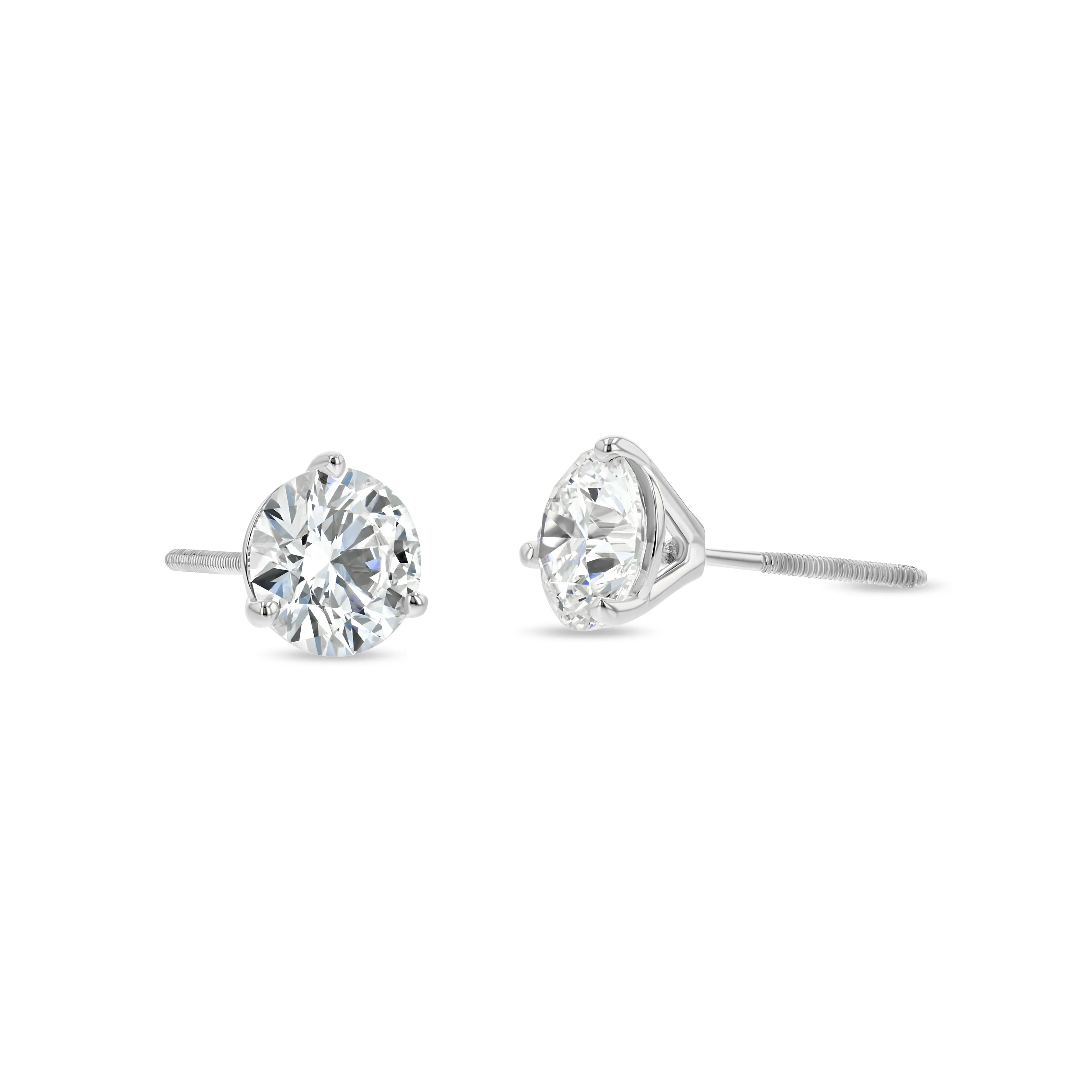 Platinum 3-prong Round Brilliant Diamond Stud Earrings (0.22 Ct. T.w., Vs1-vs2 Clarity, F-g Color)
