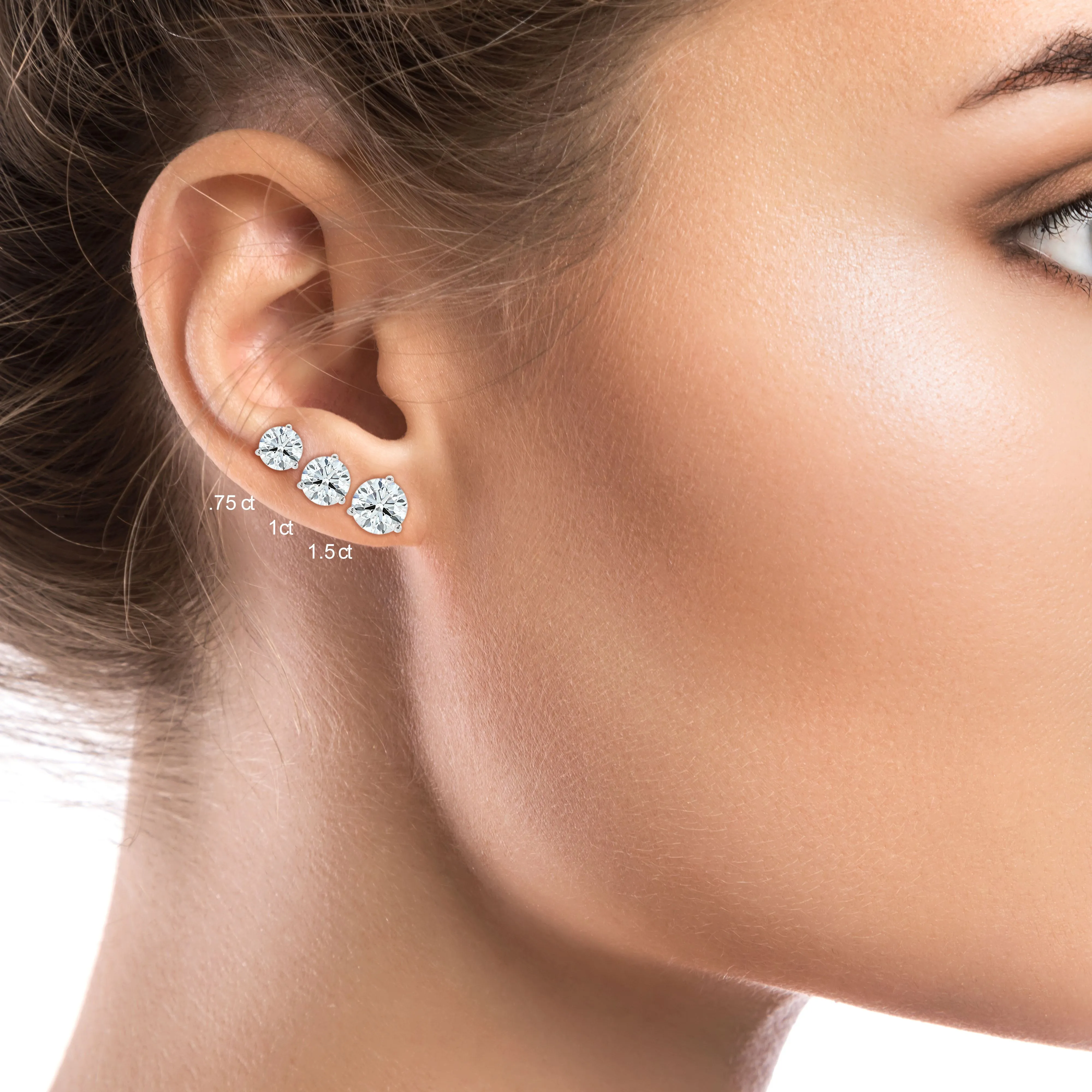 Platinum 3-prong Round Brilliant Diamond Stud Earrings (0.22 Ct. T.w., Vs1-vs2 Clarity, F-g Color)