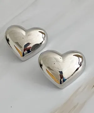 Polish My Heart Stud Earrings - Silver