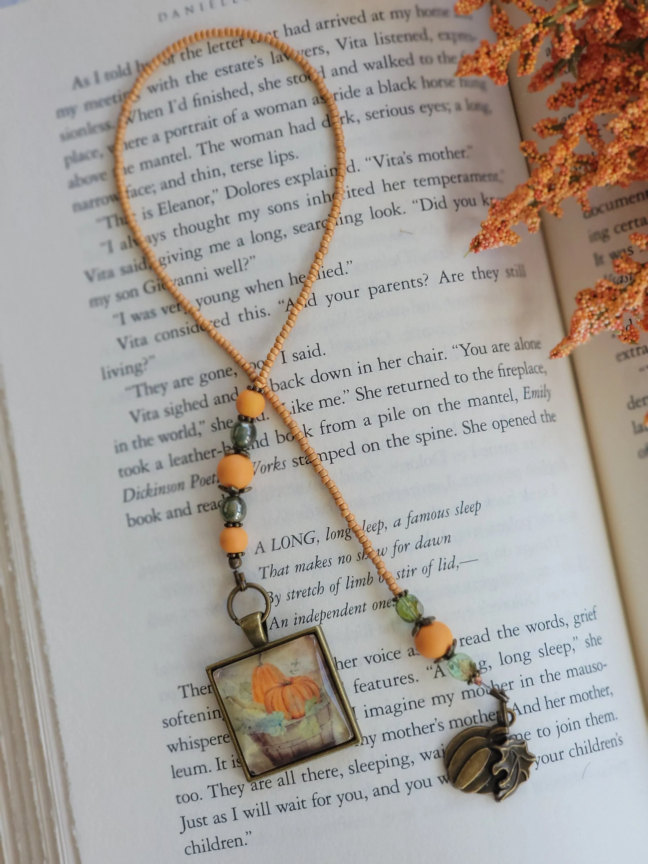 Pumpkin Bookmark, Fall Reading Bookmarker, Unique Reader Gift