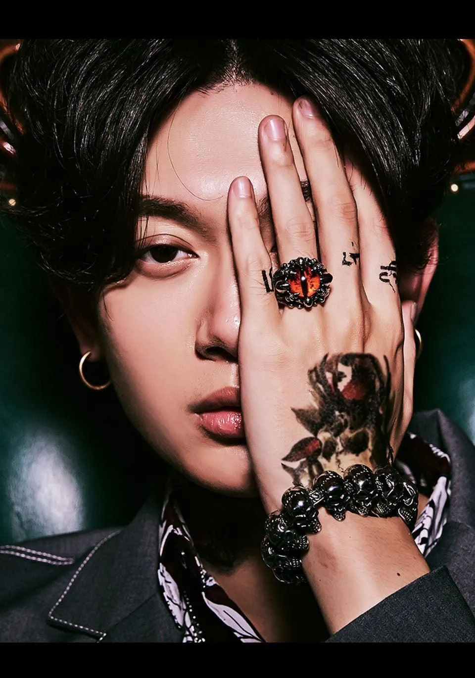 Punk Rock Claw Zircon Stone Evil Eyeball Skull Ring
