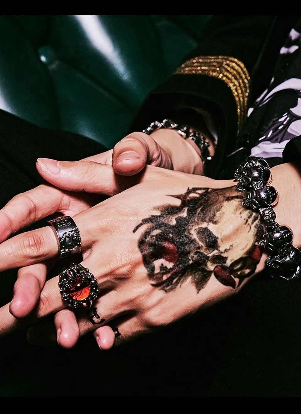 Punk Rock Claw Zircon Stone Evil Eyeball Skull Ring