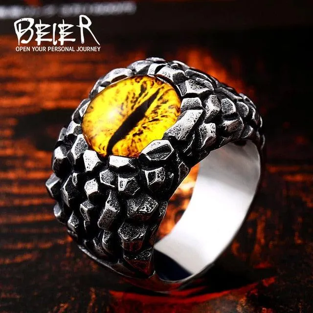 Punk Rock Claw Zircon Stone Evil Eyeball Skull Ring