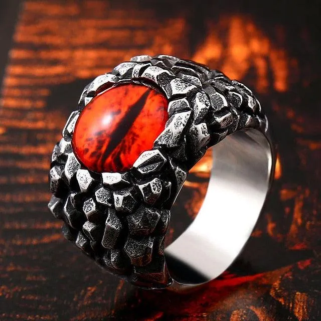 Punk Rock Claw Zircon Stone Evil Eyeball Skull Ring
