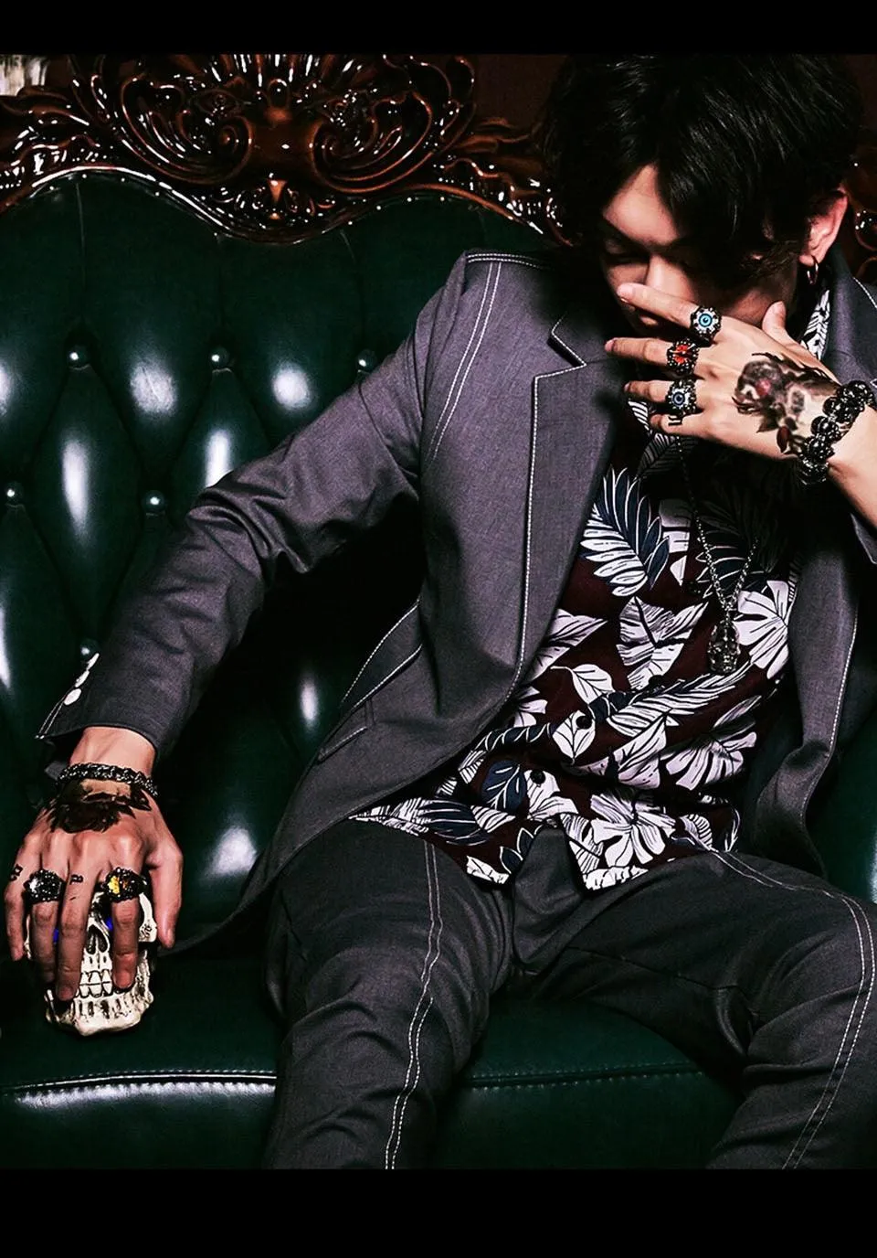 Punk Rock Claw Zircon Stone Evil Eyeball Skull Ring