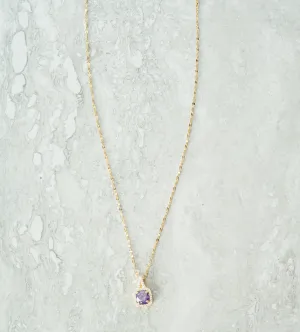 Purple diamond gold necklace