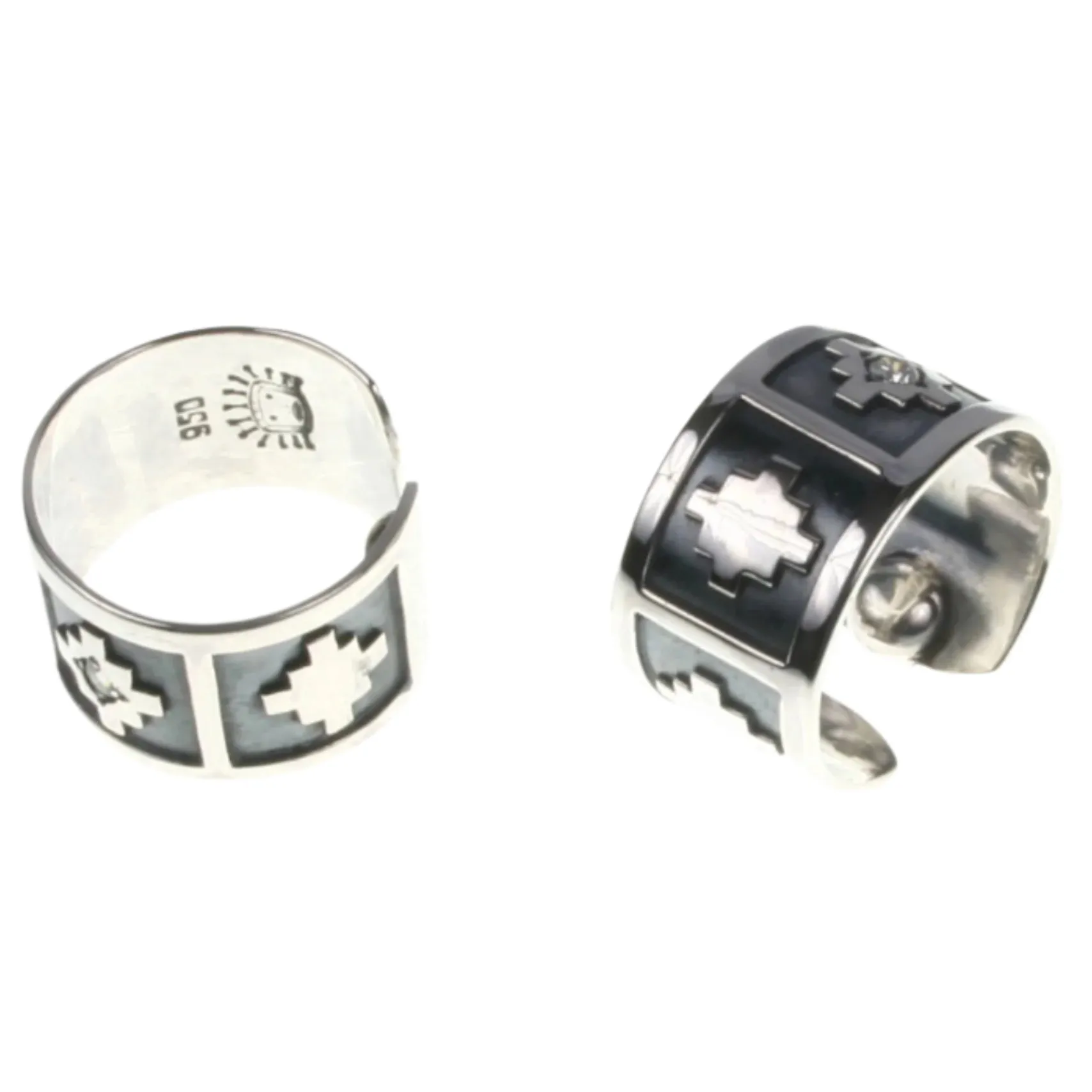 "Chakana" Peruvian Inspired Sterling Silver Inka Cross Partners (2) Rings - Andean symbol of balance, harmony, and connection between the physical and spiritual worlds
