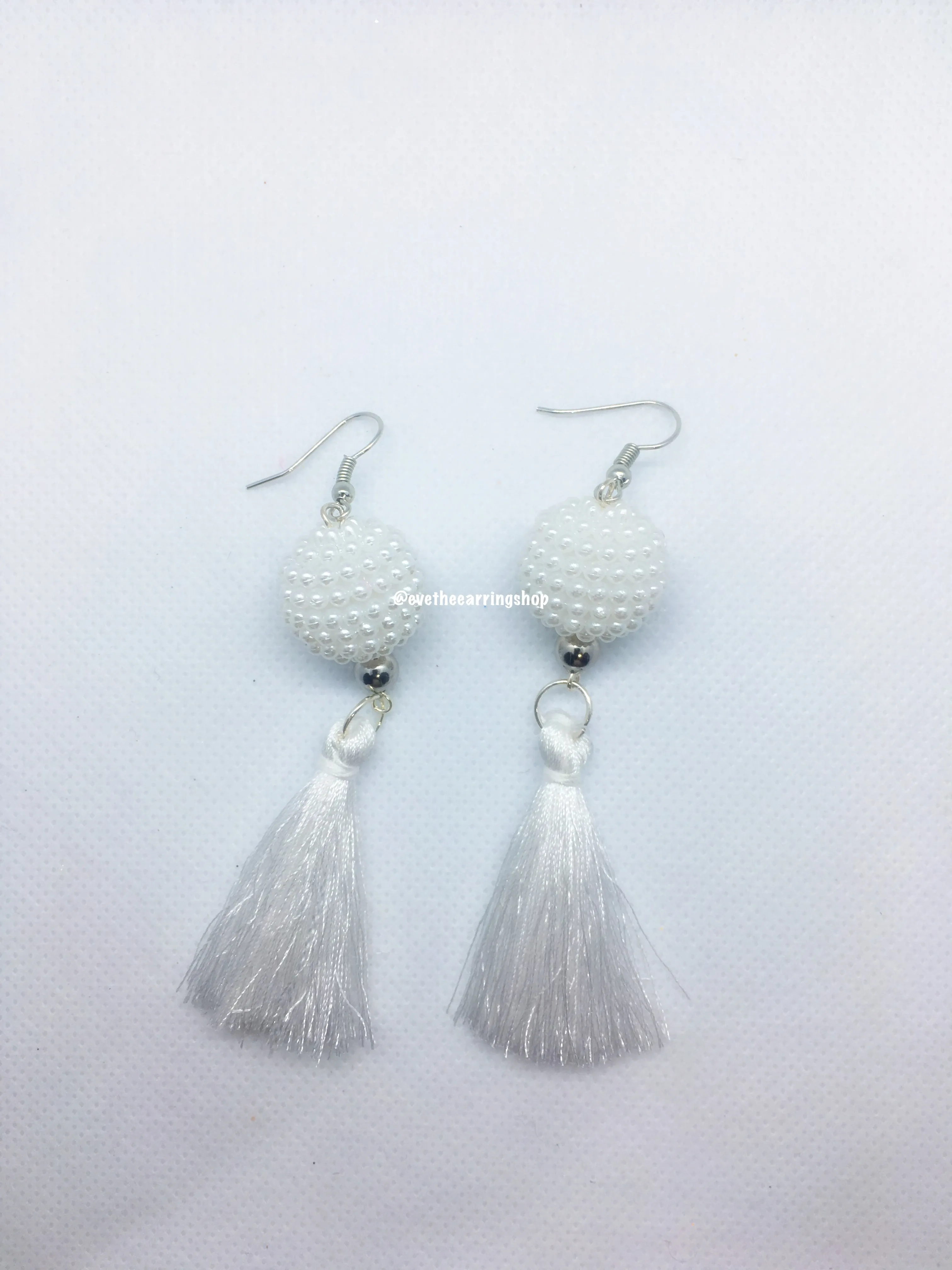 "PAULINE" Bead and Tassel Dangle Earrings (Handmade)