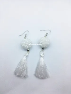 "PAULINE" Bead and Tassel Dangle Earrings (Handmade)