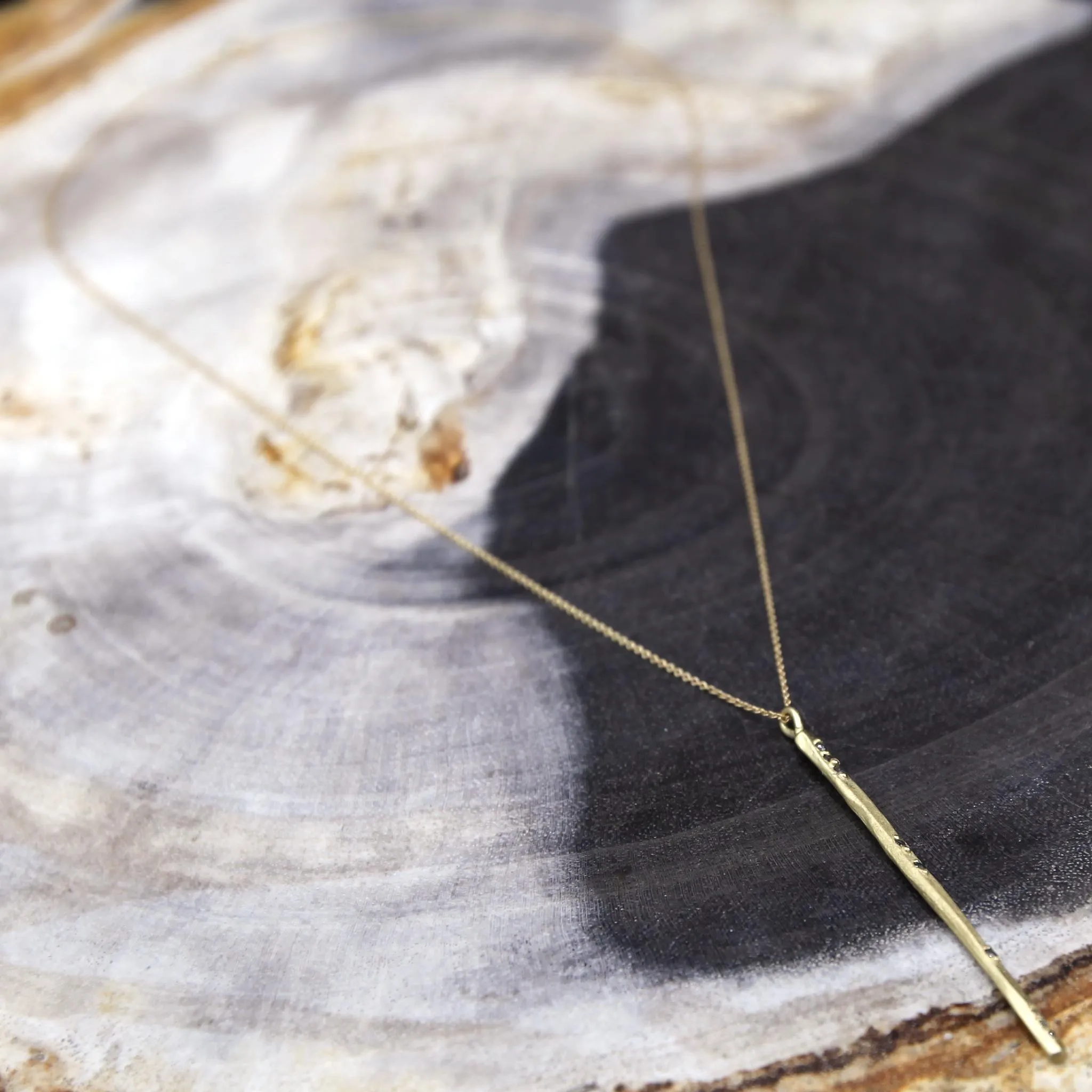 "Sophie" Grey Diamond   14K Gold Pendant Necklace