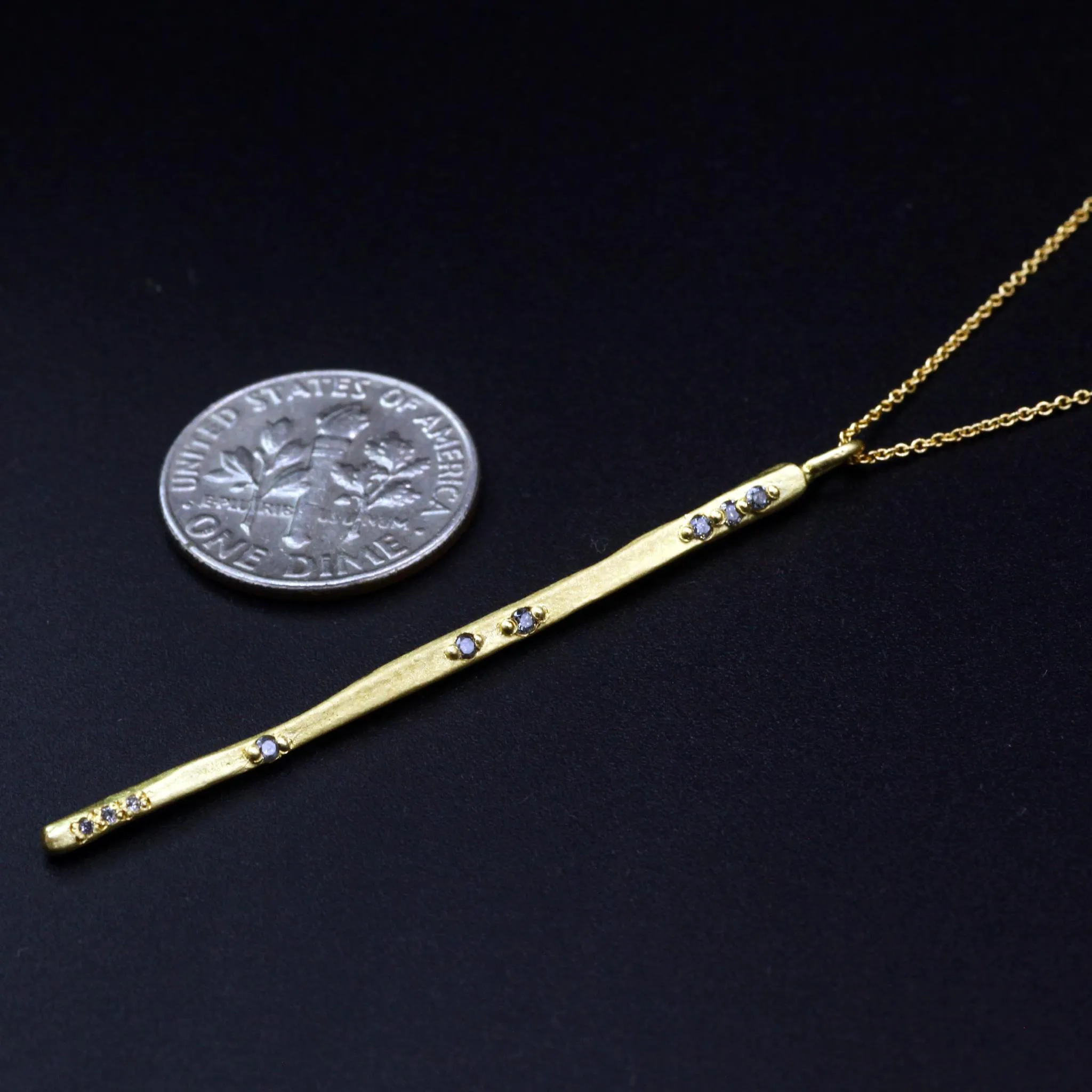 "Sophie" Grey Diamond   14K Gold Pendant Necklace