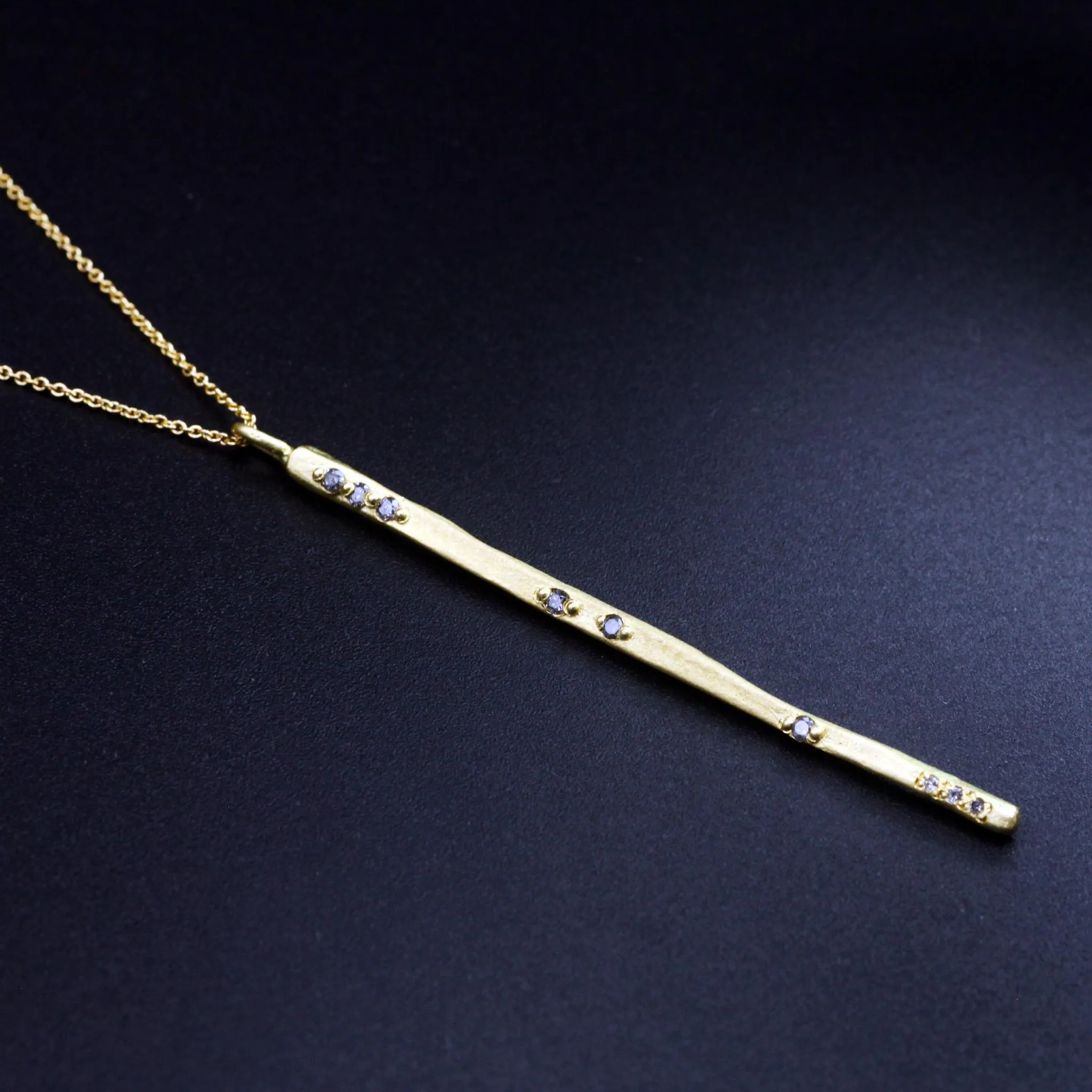 "Sophie" Grey Diamond   14K Gold Pendant Necklace