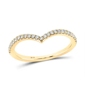 Radiant Diamond Stacking Band - 10kt Yellow Gold Chevron Ring with Sparkling Diamonds