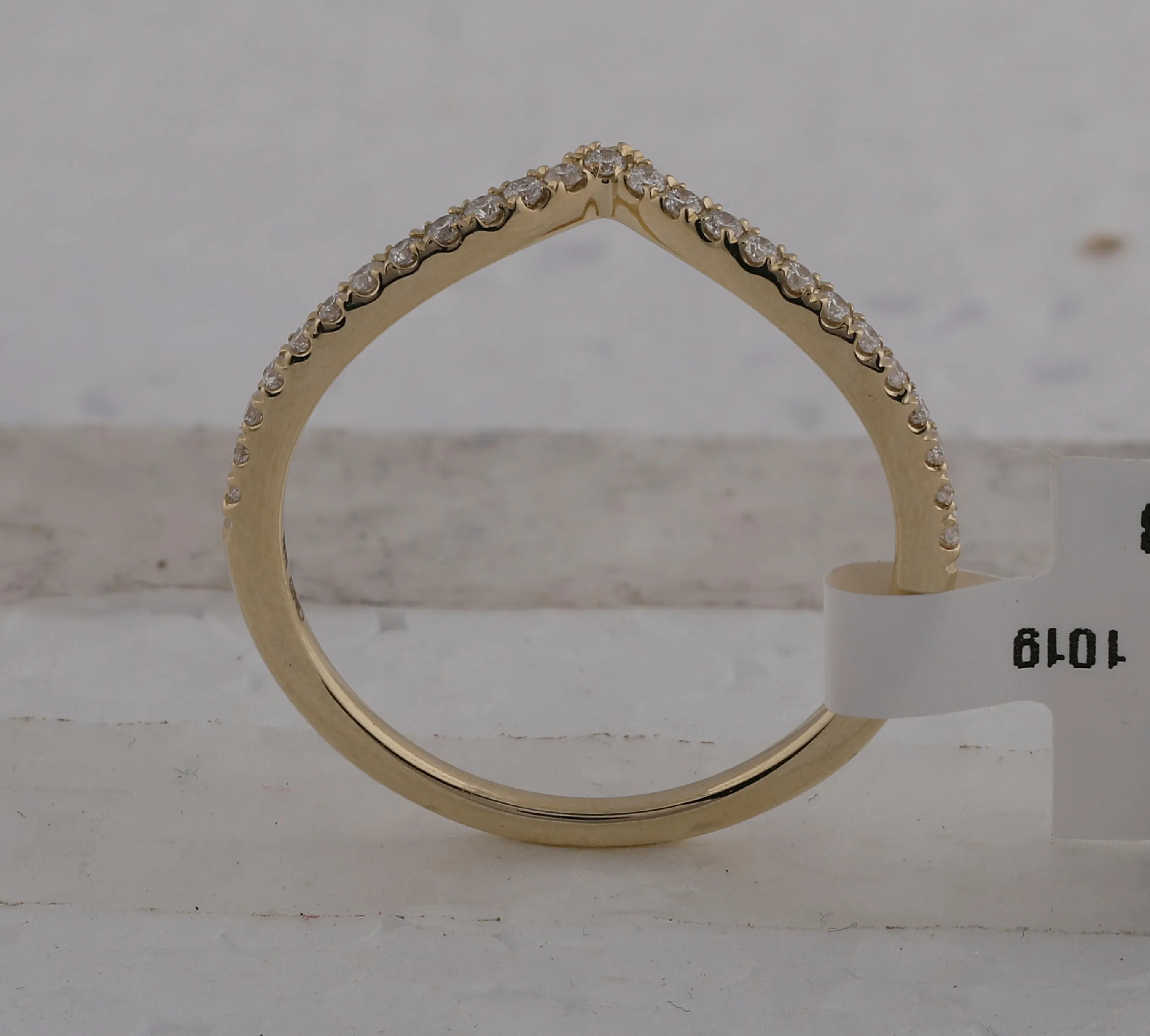 Radiant Diamond Stacking Band - 10kt Yellow Gold Chevron Ring with Sparkling Diamonds