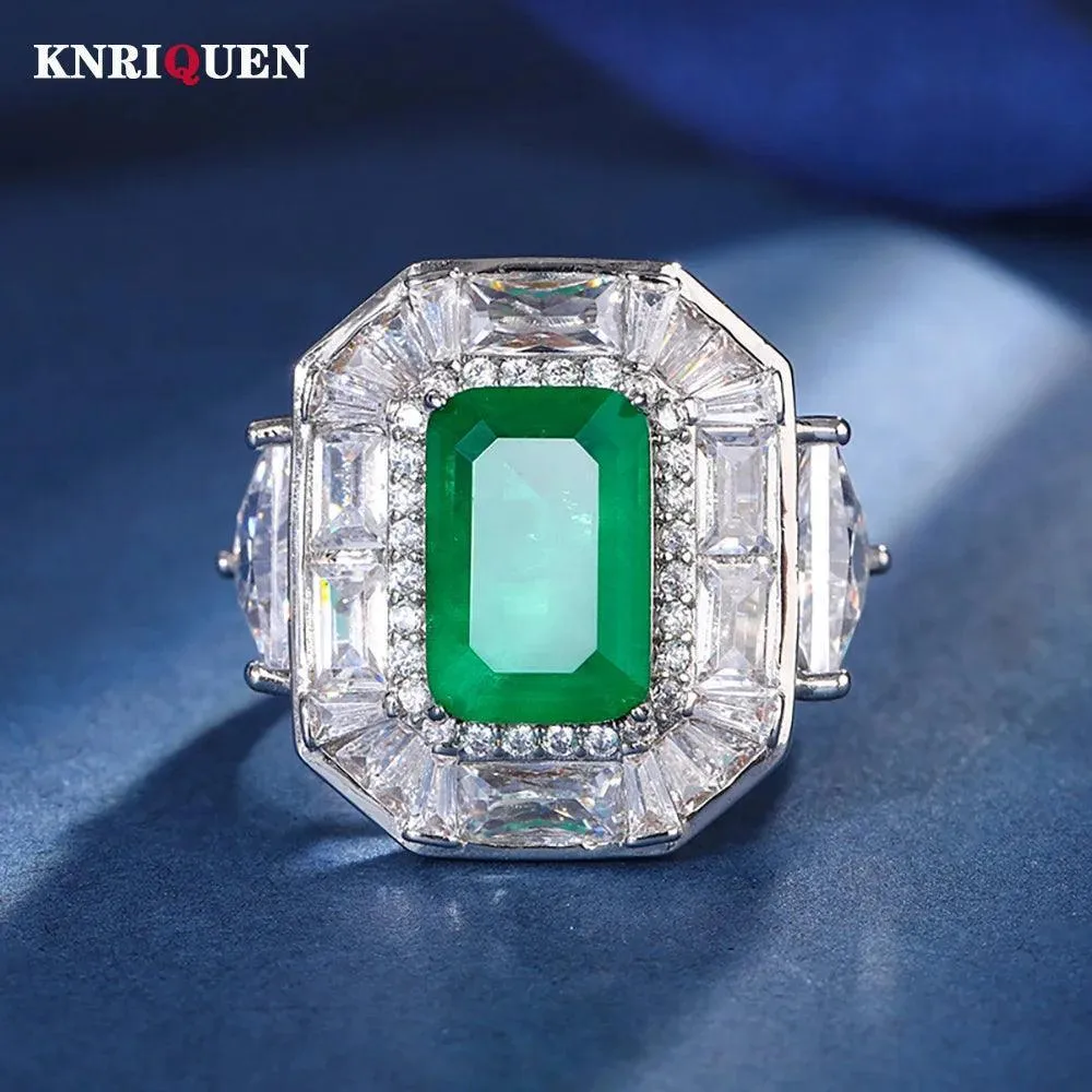 Radiant Trendy Lab Sapphire Emerald Aquamarine Big Gemstone Rings for Women - Cocktail Party Fine Jewellery