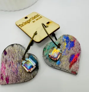 Rainbow Heart Hide Earrrings