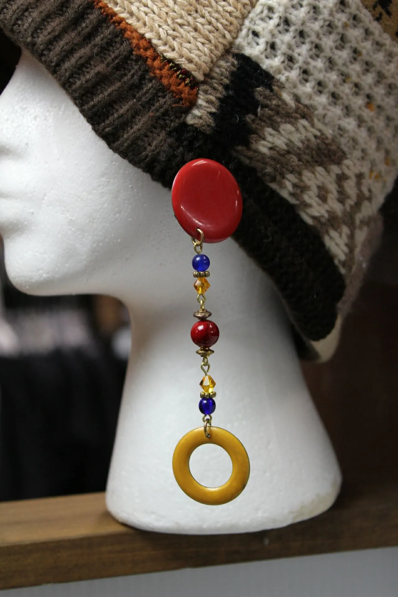 Red & Yellow Circles Clip Necklace by BOHO Bling