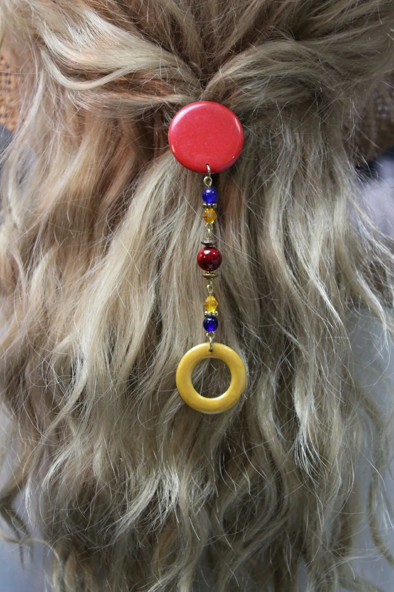 Red & Yellow Circles Clip Necklace by BOHO Bling