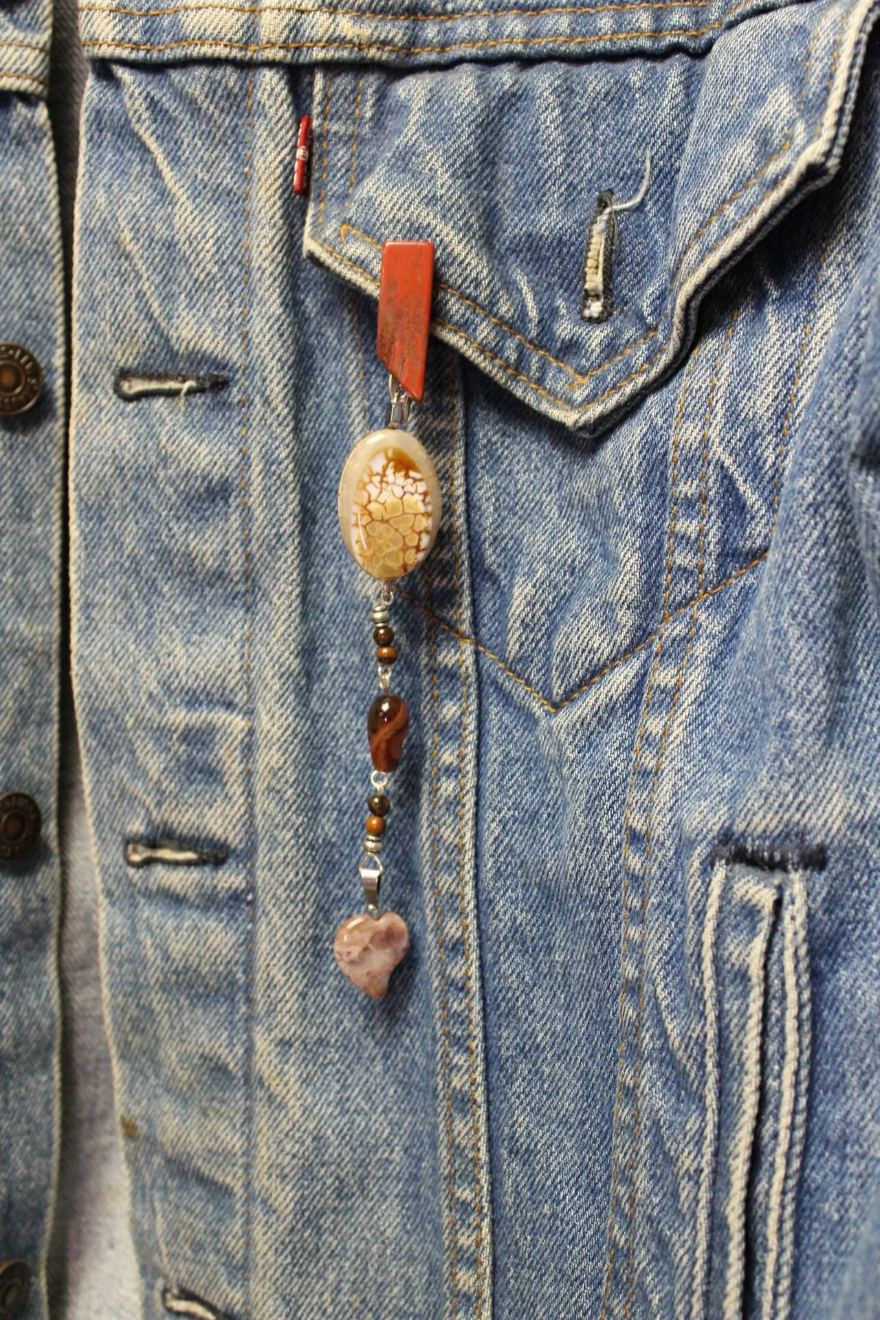 Red Jasper Oval Necklace Clip by BOHO Bling
