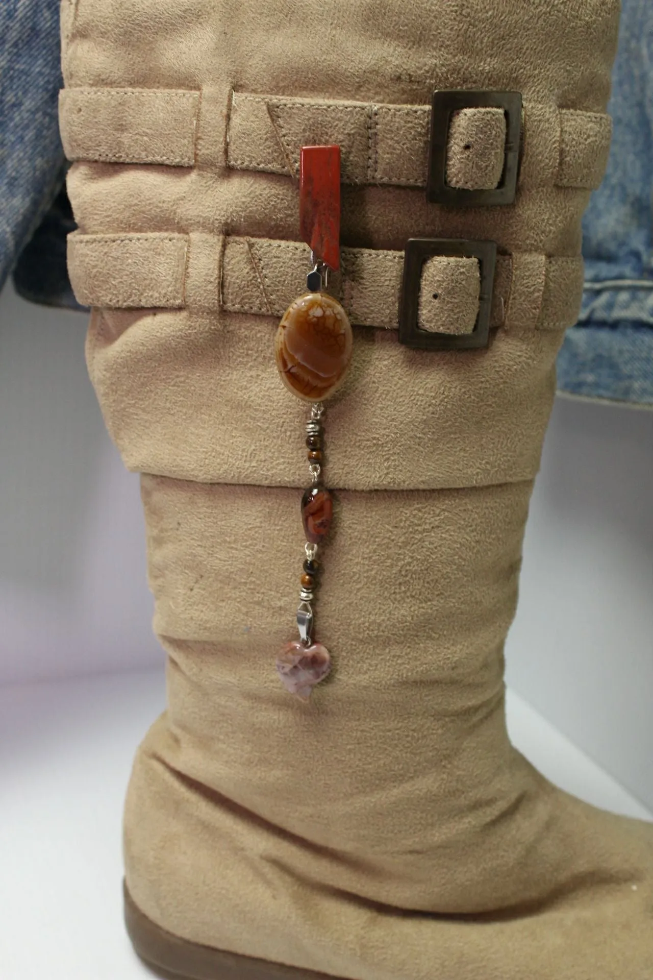 Red Jasper Oval Necklace Clip by BOHO Bling
