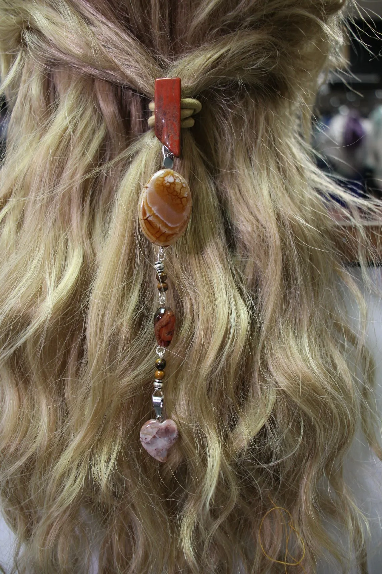 Red Jasper Oval Necklace Clip by BOHO Bling