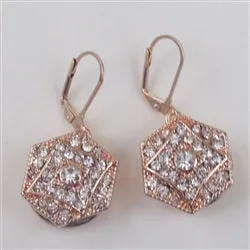Rhinestone & Rose Gold Drop Earrings