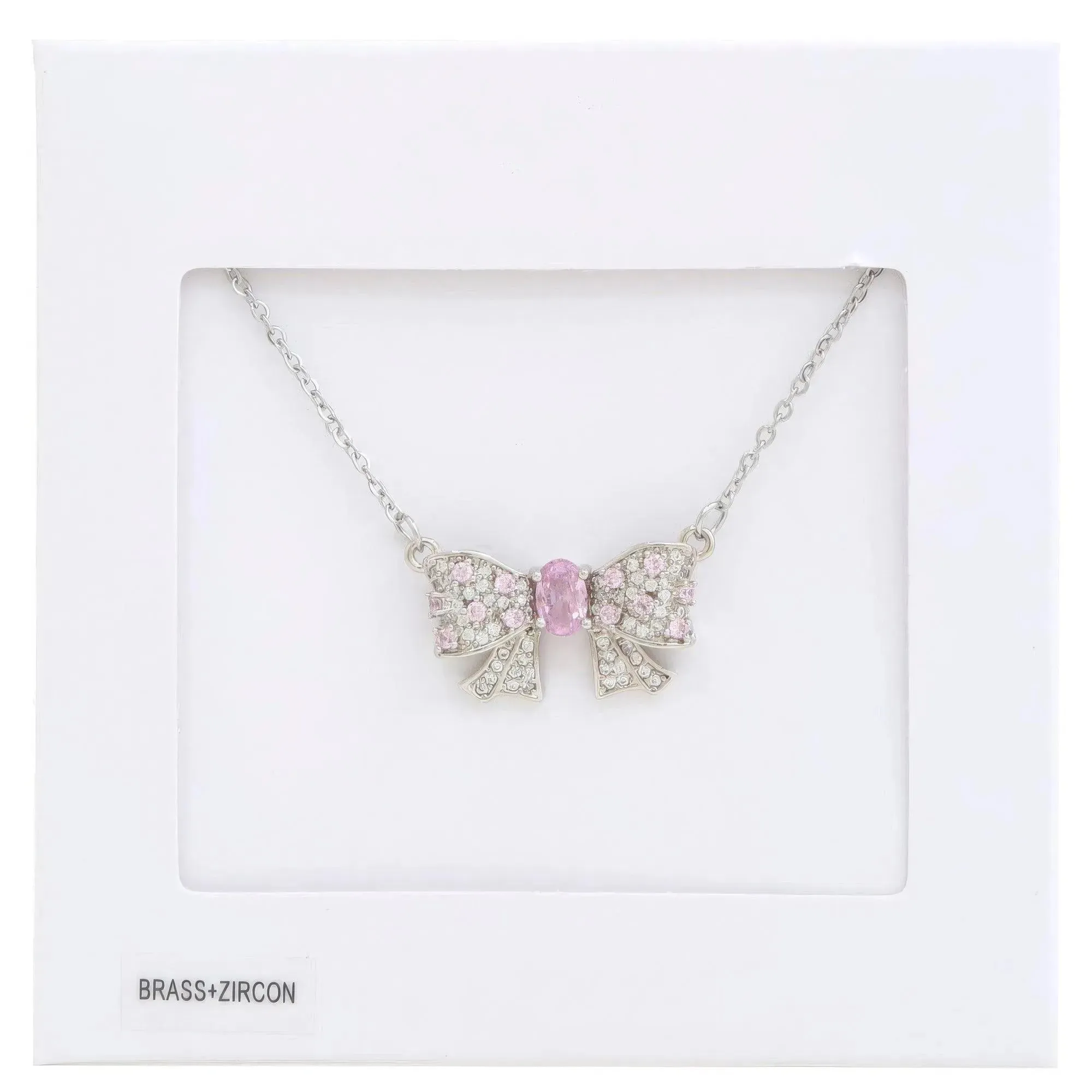 Rhinestone Bow Metal Necklace