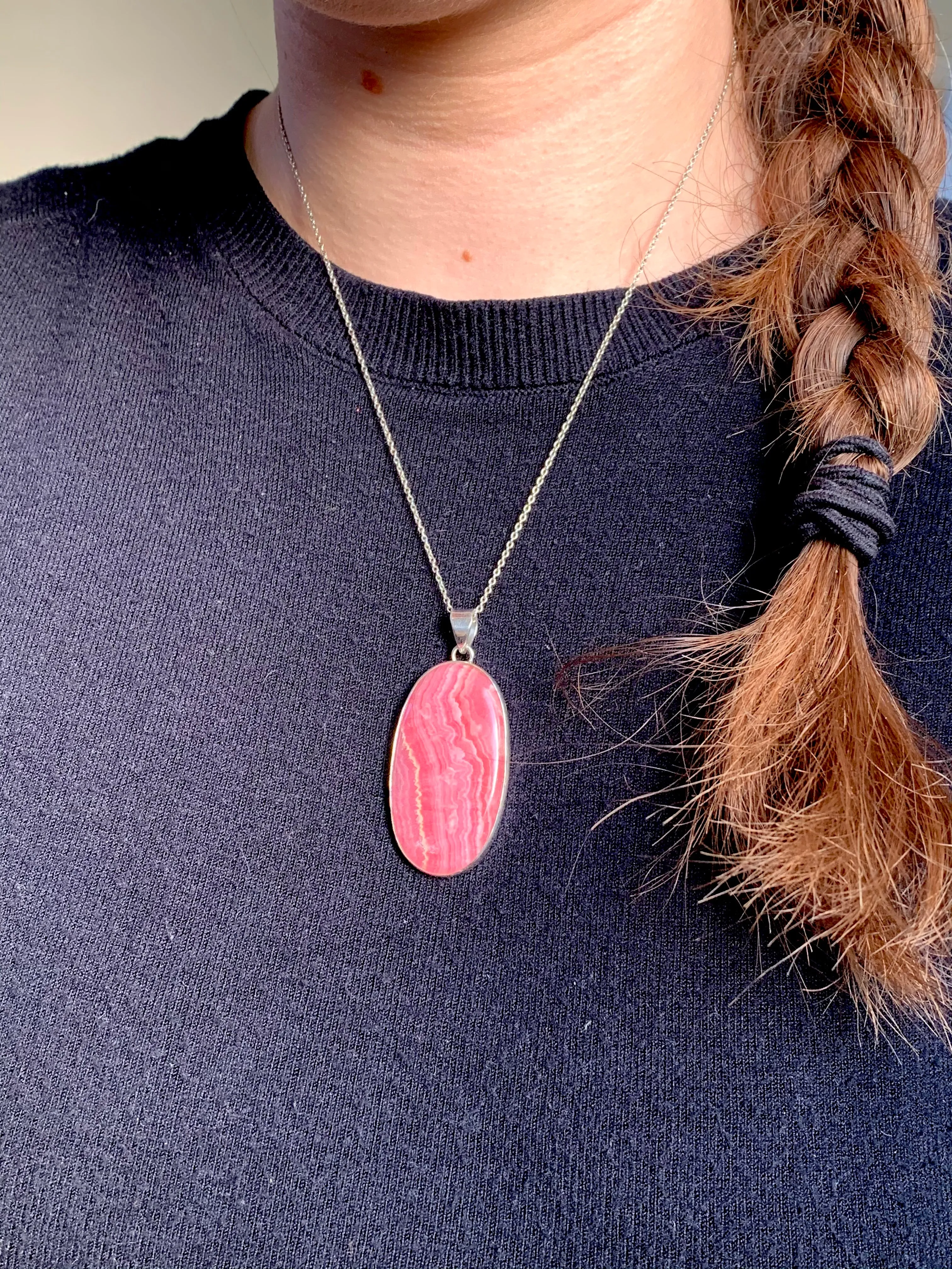 Rhodochrosite Akoni Pendant - Large Oval