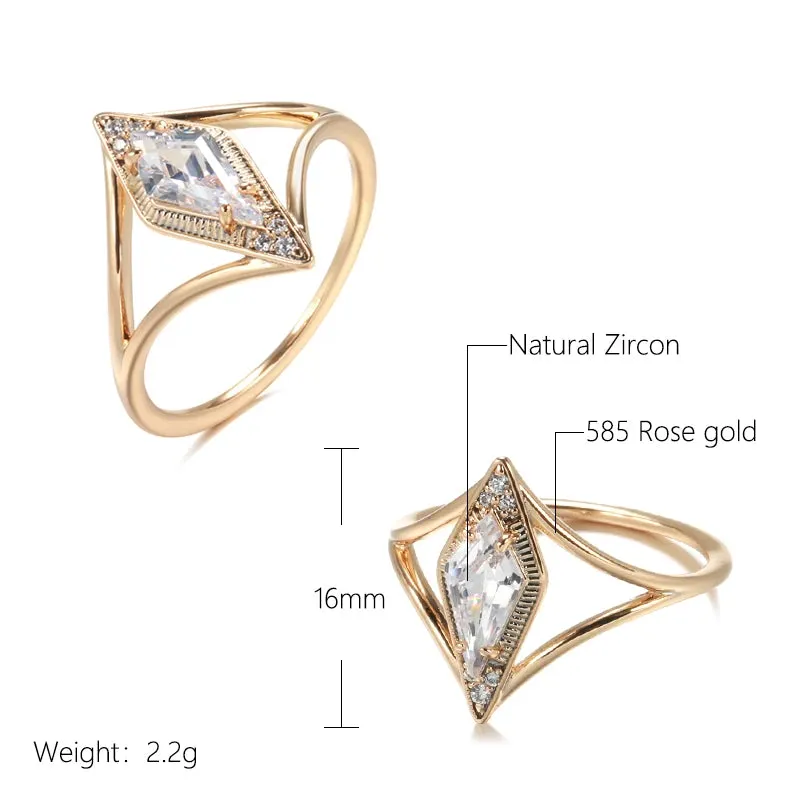 Rhombus Design AAA Zircon Diamonds Ring For Women with 14K Filled Rose Gold Simple Fashion Daily Fine Jewelry