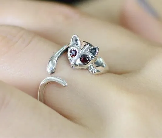 Ring Cat Charming cute silver plated opening fashion rings for women new fine jewelry Anillos wedding jewelry