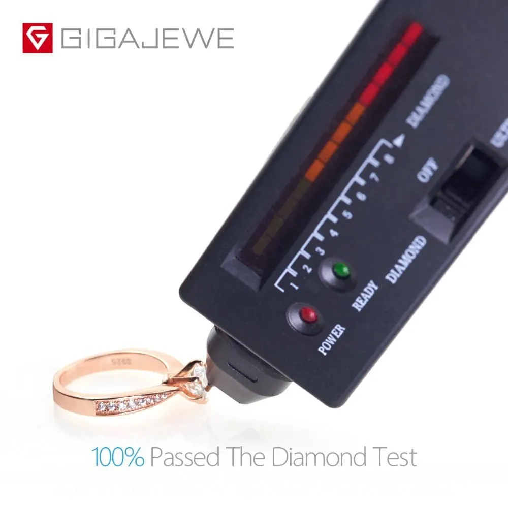 Rose Gold Colored Silver Moissanite Ring 1ct