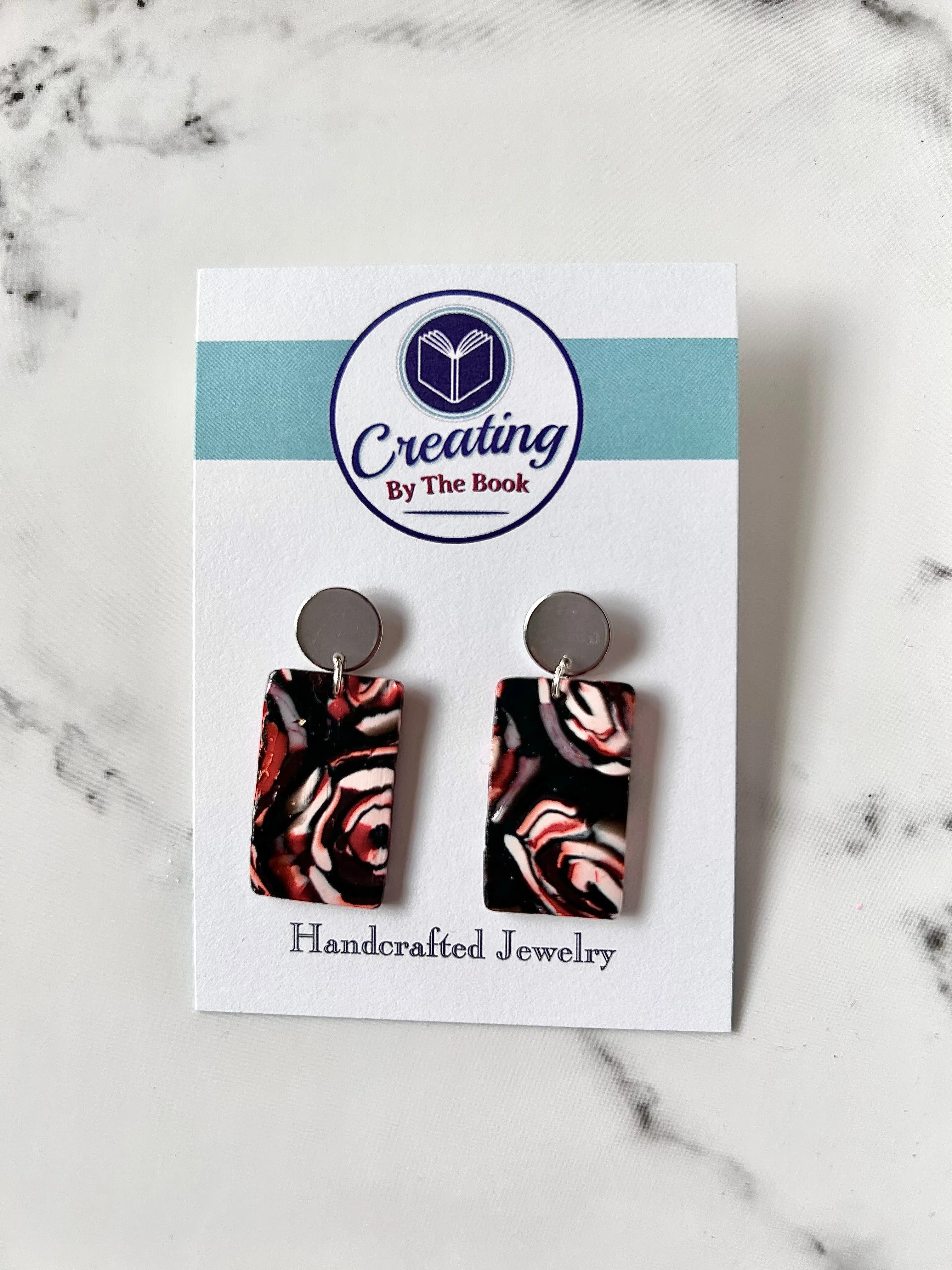 Rose Metal Stud Dangle Earrings