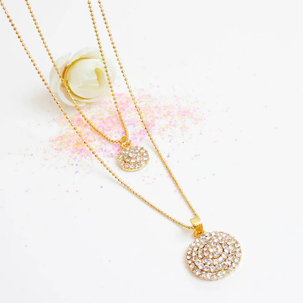 Round Crystal Stones Stylish Necklace, Earrings Wedding Jewelry Sets