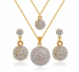 Round Crystal Stones Stylish Necklace, Earrings Wedding Jewelry Sets