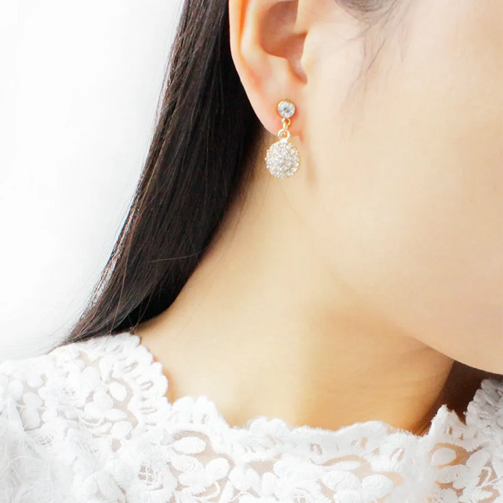 Round Crystal Stones Stylish Necklace, Earrings Wedding Jewelry Sets