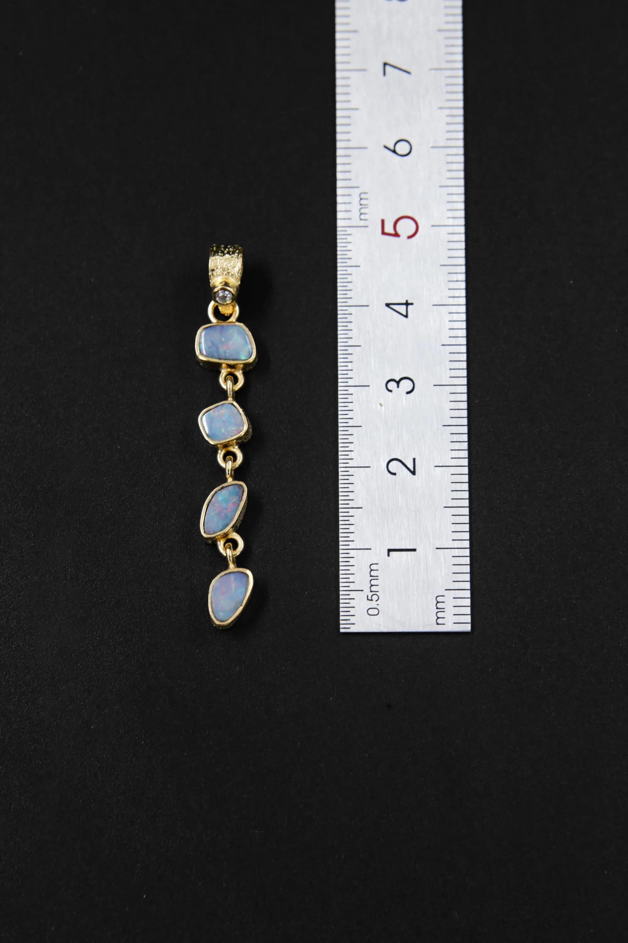 Round Shaped Zircon & Australian Opal Pendant, 18k Gold-Plated Sterling Silver, Bohemian Crystal Necklace, Spiritual Growth, Unique Gift