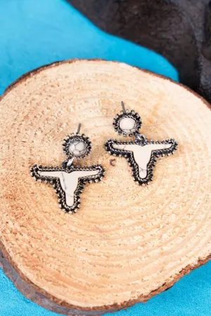 SALE! Howlite Amesbury Steer Head Earrings