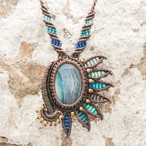 Shankha Macrame Pendant with Agate Stone