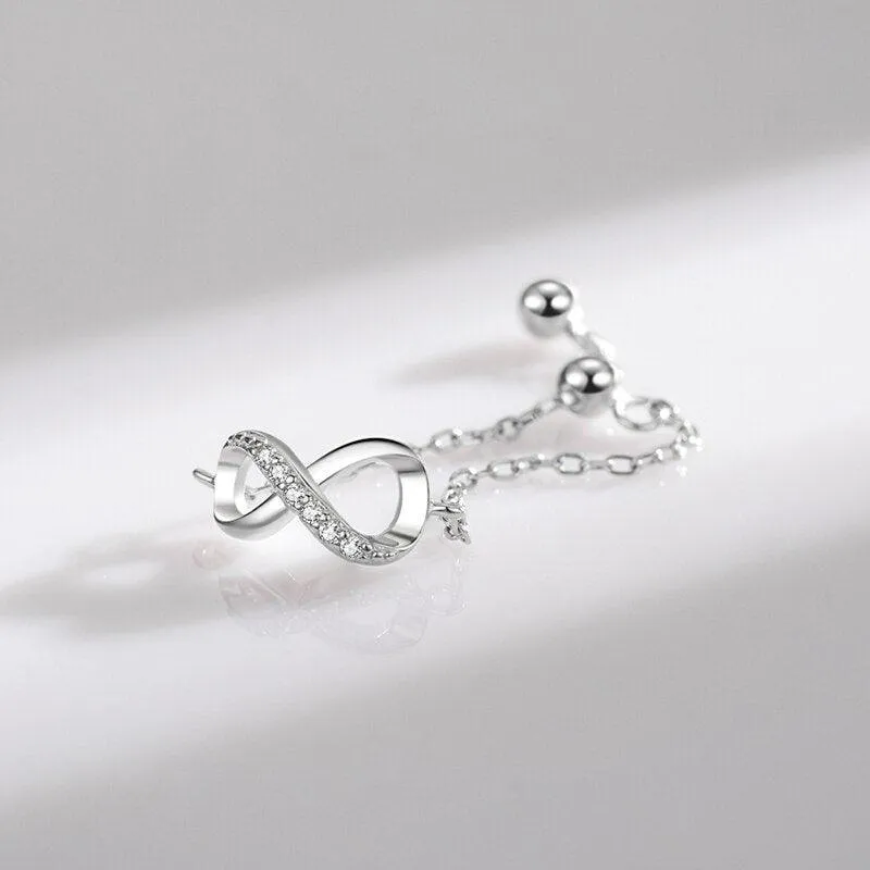 Silver AAAA Simulated Diamonds Trendy Infinite Love Symbol Chain Ring For Women - Original Fine Jewellery