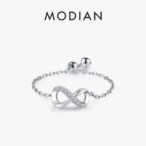 Silver AAAA Simulated Diamonds Trendy Infinite Love Symbol Chain Ring For Women - Original Fine Jewellery