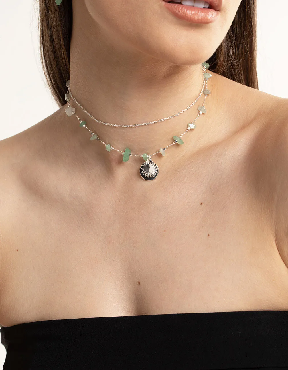 Silver Green Adventurine Choker Pack