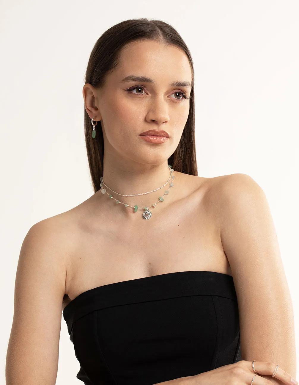 Silver Green Adventurine Choker Pack