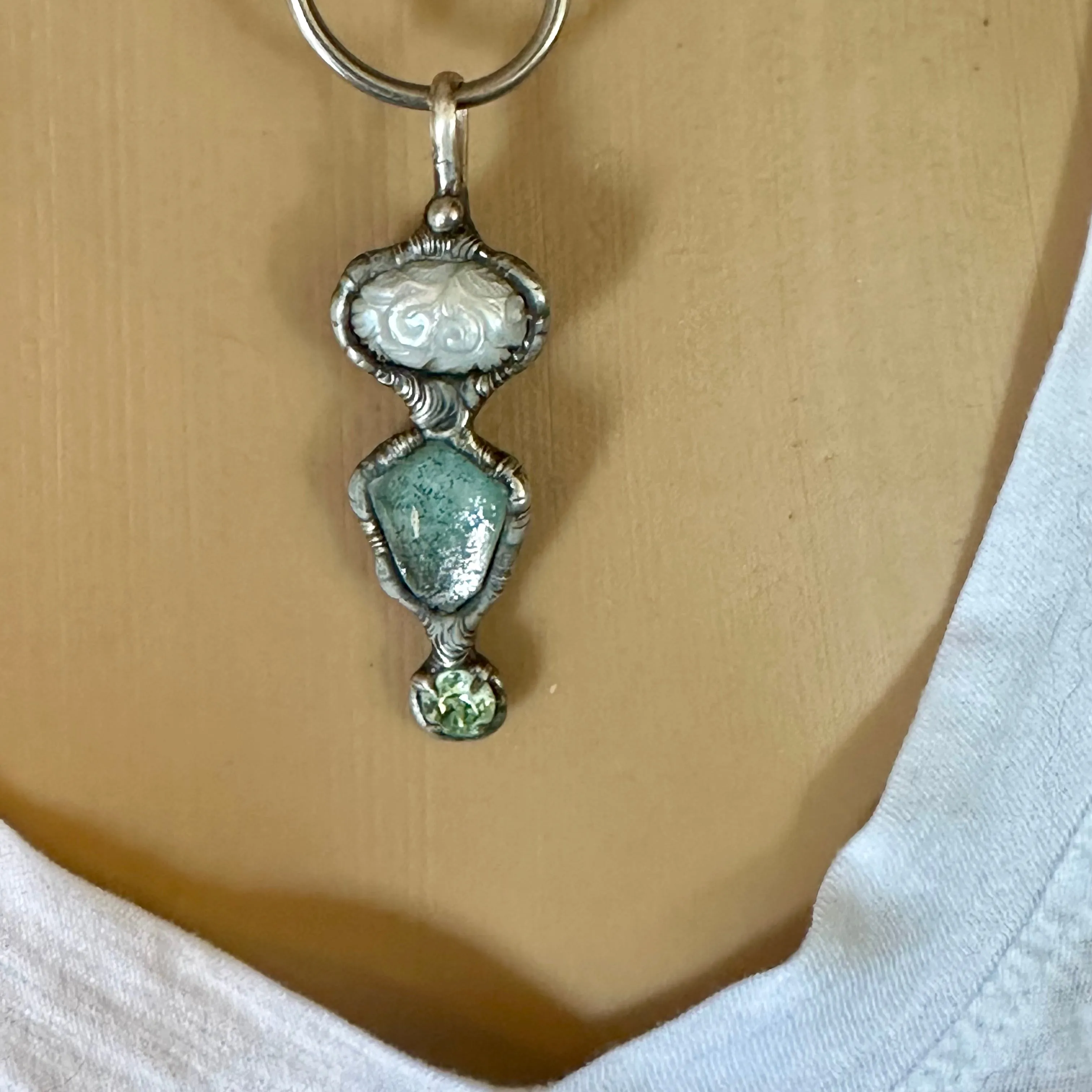 Silver Wire Gemstone Necklace